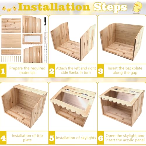 Chicken Brooder Box, Large Wooden Brooder Box for Chicks, Chick Brooder Baby Chicken Supplies, Animal Playpen with Top for Chickens, Ducks, Quails, Hamsters (15.7''*11.8''*11.8'')