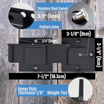 7.5" Flip Gate Latch Lock with Padlock Holes 1Pack, 4mm Heavy Duty Aluminum Alloy Door Latch for Outdoor Wooden Fence, Swing and Sliding Open Gate, Double Gate, Barn Door, Shed, Vinyl Fence