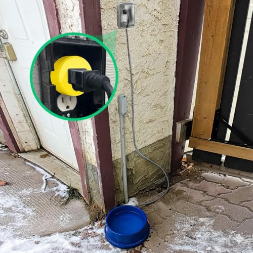 Yellow Thermostatically Controlled Outlet - On at 32°F/Off at 50 °F, Thermostat Plug Outlet, Auto Close, for Chicken Water Coop Heater Heated Water Bowl Bird Bath Deicer Roof Cable (1 Pcs) - style: Yellow 1Pcs