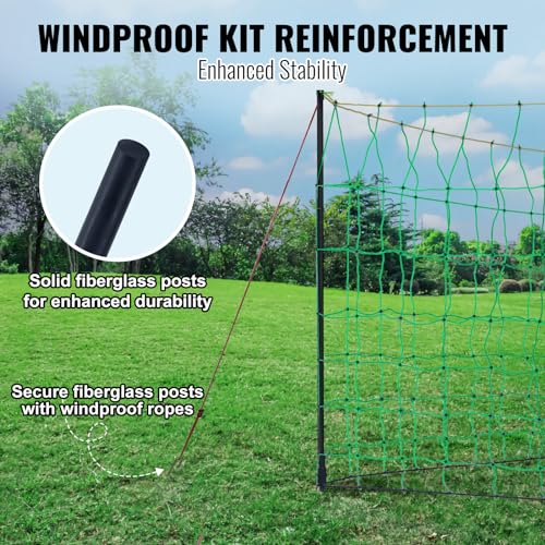 VEVOR Electric Fence Netting, 42"H x 164'L, PE Net Fencing with Posts and Double-Spiked Stakes, Utility Portable Mesh for Goats, Sheep, Lambs, Deer, Hogs, Dogs, for Farms, Backyards and Ranches - size: 42"H x 164'L, style: Livestock