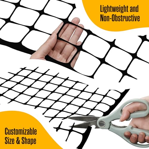 Houseables Plastic Fence, Plastic Mesh Fence, Mesh Fencing, Deer Netting, Cat Netting, Temporary, Balcony, Pets, Garden, Chicken, Poultry, Dogs, Construction, Yard, Protection, Black, 4 x 50 Feet Roll - color: Black