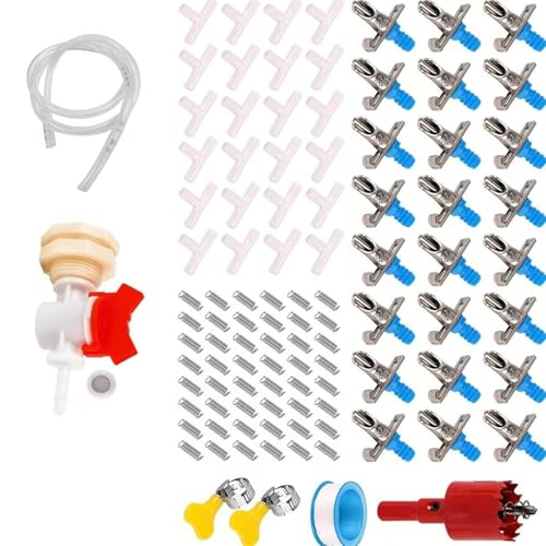 Livestock Nipples Drinkers 6/12 / 24pcs Rustproof Easy Installation Waterer Kits with Bucket Joints Included for Pet Cage Leakproof Rabbits Waterer for Cage - color: 24 piece set combina