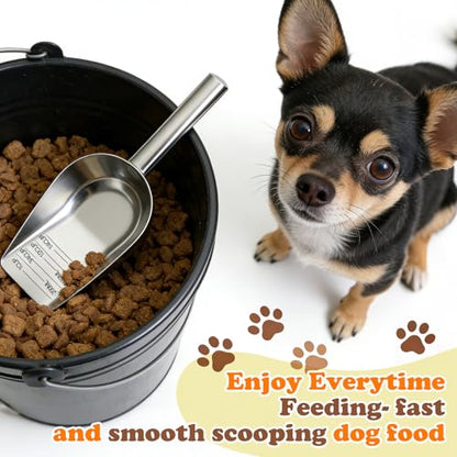 Mity rain 2PCS Dog Food Scoop Stainless Steel with Long Handle, Precise Dog Food Measuring Cup 1, 3/4, 1/2, 1/4 Cup, Pet Scoop for Cats, Rabbits, Animals, Metal Spoon for Dog Food Storage (2 CUP) - size: 2.0 CUP