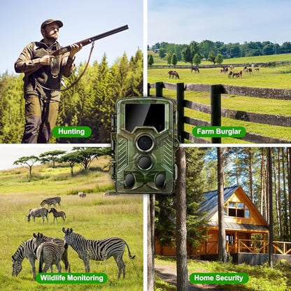 Coolifepro 4K WiFi Trail Camera, Game Camera with 125° Wide Angle, 850nm Clear Night Vision Motion Activated Waterproof, Deer Cam with 0.1s Trigger Speed, for Wildlife Monitoring & Outdoor Security