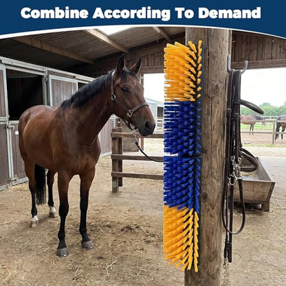 2Pcs Livestock Scratching Brush, Fence Mounted | Self-Grooming Back Scratcher for Horses, Cows, Goats, Cattle, Sheep, Includes Screws, Promotes Cleanliness - size: 2 Pack