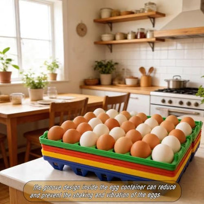 8 Pack Reusable Plastic Egg Trays, 30-Count Stackable Egg Crates for Chicken Farmers, Home Storage & Shipping (4 Colors)