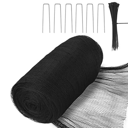 Bird Netting for Garden, 49 x 49FT Heavy Duty Anti Bird Netting Mesh with Ties and Landscape Staples for Vegetable, Fruit Trees & Other Plants, Lasting Against Birds Squirrels and Poultry, Black - size: 49 x 49 FT