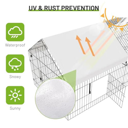 NUGRIART Metal Chicken Coop 83"×38" Chicken Run with Waterproof Cover Portable Poultry Cage Walk in Hen House Outdoor Backyard Farm Animal Enclosure Crate Pet Playpen Exercise Pen for Rabbit Duck - size: 83.0"L x 38.0"W x 34.0"H