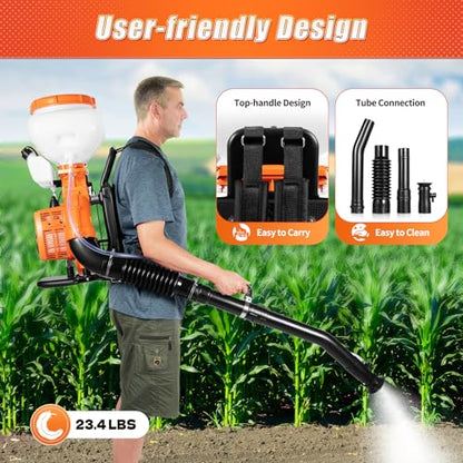 3.7 Gallon Backpack Sprayer, Gas-Powered Sprayer with 2.13kW 2-Stroke Engine, 39.4ft Range Agricultural Sprayer, Heavy-Duty Knapsack Mist Duster for Garden, Farm,Weed & Fertilizer Spraying