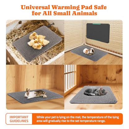 Heated Chicken Pad for Brooders, Small Animal Pet Heating Pad, Warming Chick Nesting Pad with Chew Resistant Cord, Automatic Temperature, Waterproof Chicken Coop Heater Pad, 12 x 17 in, Black, 35W
