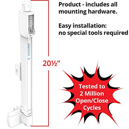 D&D Technologies ML3TPKAWT MagnaLatch Top Pull 20-inch Gate Latch, Magnetic Lock System, Professional-Grade Pool & Child Safety Gate Latch, Weather-Resistant Hardware, Any Square Gate Frame and Post - color: White, size: 20 1/2 Inches