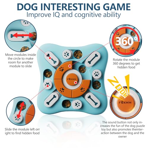 FOXMM Interactive Dog Treat Puzzle Toys for IQ Training & Mental Stimulating,Fun Slow Feeder,Large Medium Small Dogs Enrichment Toys with Squeak Design,Ideal Gifts for Puppies,Cats,Dogs - style: S-Level 2