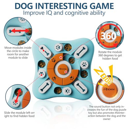 FOXMM Interactive Dog Treat Puzzle Toys for IQ Training & Mental Stimulating,Fun Slow Feeder,Large Medium Small Dogs Enrichment Toys with Squeak Design,Ideal Gifts for Puppies,Cats,Dogs - style: S-Level 2