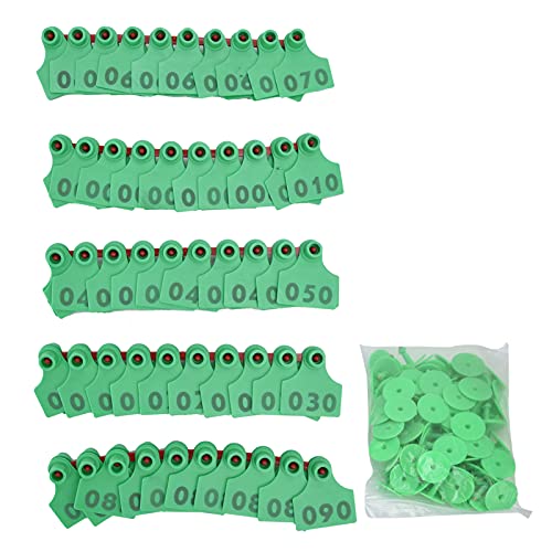Generic Livestock Identification Numbered Ear Tags,100Pcs Pig Cattle Sheep Ear Tag Farm Animal Indentification Card,Cattle,for Goats Pigs Cows Calf Farm (Green) - color: green
