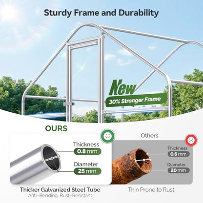 Sino Luban Large Metal Chicken Coop Run for 10 Chickens/Ducks, Chicken Runs for Yard with Waterproof Cover, Chicken Enclosure Chicken Pen Outdoor, Walk-in Poultry Cage (Upgrade wall Support Brace) - size: 6.6x6.6 FT