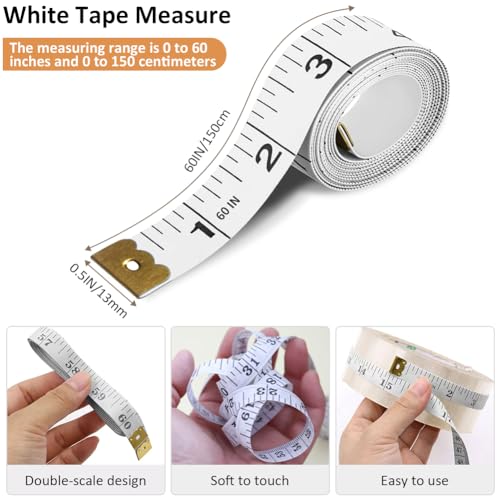 3-Pack Flexible Tape Measure Accurate Dual Scale Soft Measuring Tape for Sewing Tailor Craft Ruler, Perfect for Body Measurements, Weight Loss, Clothing, Seamstress, Sewing Supplies, 150cm/60 inch - color: Yellow
