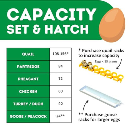 Incubators for Hatching Eggs – 60 Egg Incubator Setter & Hatcher with Automatic Turner & Digital Humidity Control Cabinet, Compact Chicken Incubator & Quail Egg Incubator by Hatching Time - size: 60 Eggs, style: Egg Incubator and Hatcher