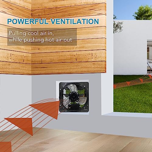 VENTISOL 12 Inch Shutter Exhaust Fan With Variable Speed Controller,1450CFM Wall Mounted Ventilation Fan, Vent Fan For Greenhouses,Shop,Home Attic,Garage Ventilation,Black - size: 12" Fan with Speed Controller