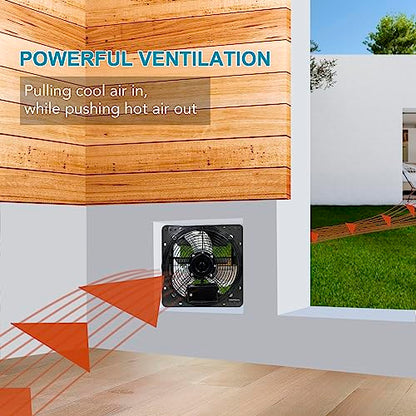 VENTISOL 12 Inch Shutter Exhaust Fan With Variable Speed Controller,1450CFM Wall Mounted Ventilation Fan, Vent Fan For Greenhouses,Shop,Home Attic,Garage Ventilation,Black - size: 12" Fan with Speed Controller