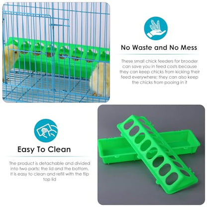Flip Top Chick Feeder Trough Plastic Flip Top Bird Small Poultry Feeder Chicken Pigeon Duck Quail Feeder Waterer Small Chicken Feeders No Waste No Mess (Green) - color: Green