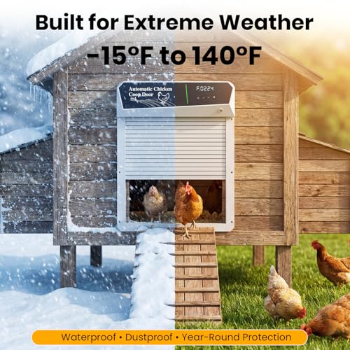 Automatic Chicken Coop Door Solar Powered, Roll-Up Auto Chicken Door with Timer & Light Sensor, Anti-Pinch Safety, Remote Control, Weatherproof Aluminum