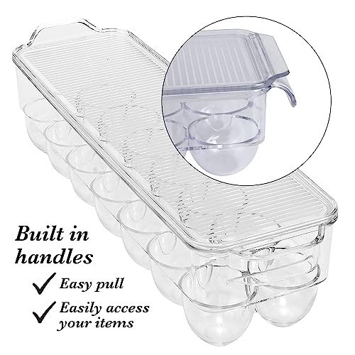 Kitchen Details Egg Crate | Dimensions: 14.5"x4.5"x2.9" | Fits 14 Eggs per Crate | Stackable | BPA Free | Easy Pull Handles | Kitchen Organization | Clear