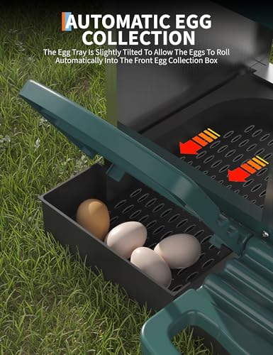 3 Hole Roll Away Chicken Nesting Box - Chickens Laying Box with Removable Tray, Easy Egg Collection & Cleaning, Metal Nesting Boxes for Backyard, Farm, Poultry Coop - color: green, size: 3 Compartment