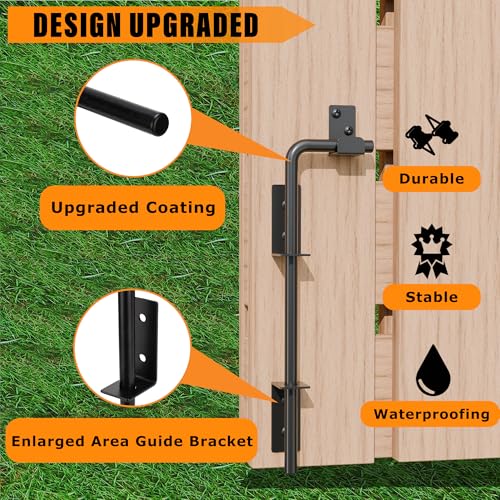 18" Heavy Duty Cane Bolt Gate Drop Rod with Black Finish-Steel Gate Ground Latch Designed for Wood Metal Vinyl Gates or Double Doors Fence Applications-2 Pack - size: 18 Inch-2 Pack
