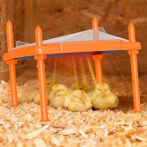 Chick Brooder Heating Plate, 14"x11"Adjustable Temperature & Height Heating Plate for Chicken with Anti-Roost Cone, Easy-Clean Poultry Coop Heater for Up to 18-22 Chicks (Orange) - color: Orange