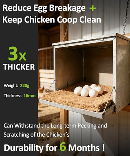 3X-Thick Reusable Chicken Nesting Pads for Nesting Box,12"x12" with Cleaning Brush(7Pads+7Liners+1Brush) | Washable Coop Bedding, Biodegradable Coconut Fiber Hen Box Laying Mats, Keep the Coop Clean and Dry and Warm,