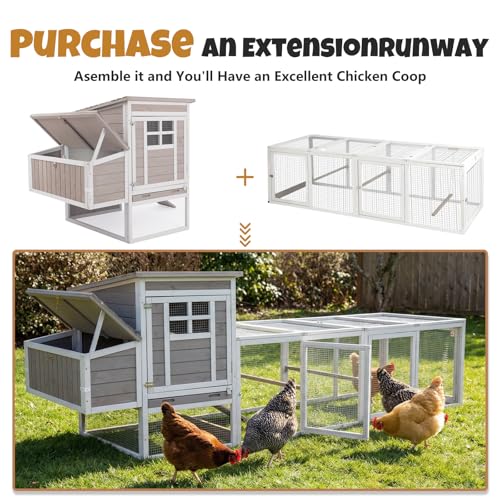 Wooden Chicken Coop with Run, Outdoor Poultry House with Removable Leak-Proof Tray, Nesting Box, Perches, Ventilation Metal Mesh, Rabbit Hutch for Small Animals, Backyard, Garden - style: 113.9"L x 32.7"W x 35.4"H