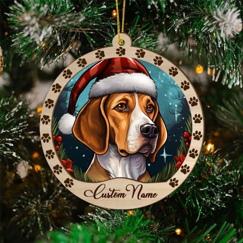 Personalized American Foxhound Ornament, American Foxhound Christmas Ornament, Custom Name American Foxhound Dog Suncatcher for Christmas Tree - color: American Foxhound