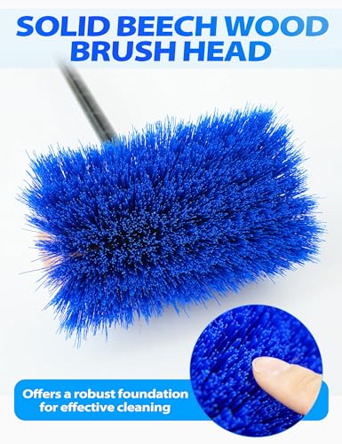 BLUEWING 4ft/6ft/8ft Heavy Duty Deck Brush with Carbon Fiber Long Handle and Soft/Medium/Hard Bristle Scrubbing Washing Outdoor Boat Cleaning Brushing Tools - color: Blue - Hard, size: 6ft