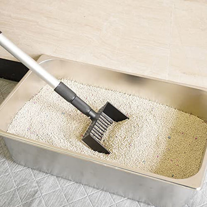 Cat Litter Scoop, Deep Shovel with Metal Long Handle, 21"-39.5" Telescopic & Adjustable Heavy Duty Fast Sifting Shovel Kitty Litter Scooper for Sifting Cats Litter - size: 21-39.5 inch
