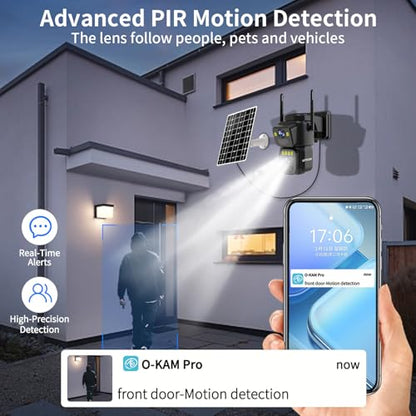 LETSCEE Dual Lens Security Cameras Wireless Outdoor，Solar Cameras for Home Security，Motion Detection,Night Vision,No Month Fee,IP65 Water Proof - color: 4 PACK
