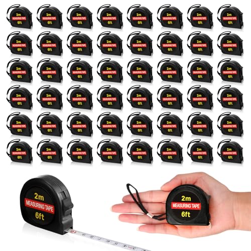 Copkim 50 Pcs 6 FT Mini Tape Measure Retractable Bulk Small Measuring Tape Pocket Size Measurement Tool for Operation Christmas Items Party Favor Gifts Stuffers for Men(Black) - color: Black