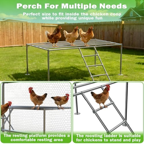 10x20FT Metal Chicken Coop, Large Chicken Run with Dutch Door Chicken Perch, and 2 Cover, Walk in Duck Coop for Backyard Poultry and Pet Farming - size: 3 Unit Coop With Chicken Perch