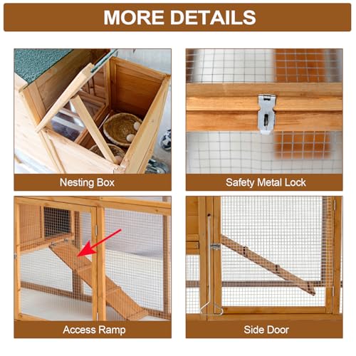 Morngardo Chicken Coop Rabbit Hutch Indoor Outdoor, 80''L Bunny Cage with Run, Guinea Pig House with Wheels and Pull-Out Tray - size: 80.0"L x 24.0"W x 39.0"H