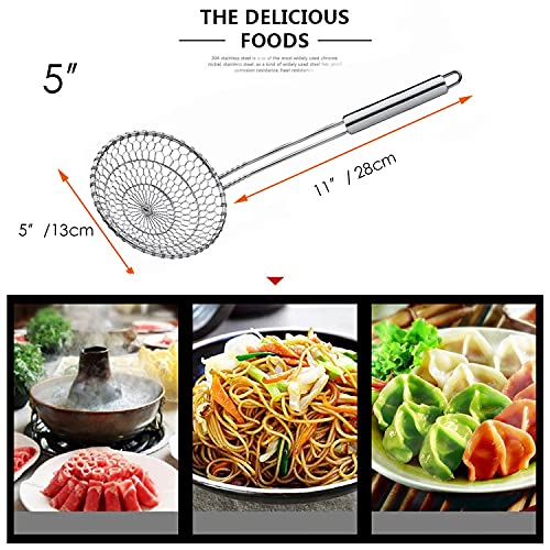 Best Utensils Asian Kitchen Stainless Steel Spider Strainer Professional Wire Skimmer with Spiral Mesh (5-Inch Strainer Basket)… - size: 5-Inch
