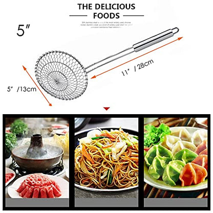 Best Utensils Asian Kitchen Stainless Steel Spider Strainer Professional Wire Skimmer with Spiral Mesh (5-Inch Strainer Basket)… - size: 5-Inch