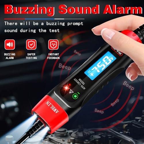 AWBLIN 4-75V DC Automotive Test Light with Buzzer Sound, LCD Digital Light Tester with Voltmeter, Heavy Duty Circuit Tester with Illumination, Fuse Voltage Tester Auto Electrical Tool