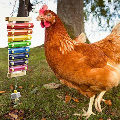 Swing Toys Xylophone, 2pcs Chicken Toys for Poultry Run, Rooster Hens Chicks Pet Parrots Macaw Entertainment, Stress Relief for Birds - size: 2pcs Chicken Swing Toys Set