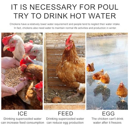 Chicken Water Heater,Heated Chicken Waterer 5 Gallon,Chicken Coop Accessories in Winter for 5 Gallon Buckets,Heated Water Bowl for Chickens, Ducks, Pigeons, (Does not Contain Buckets).
