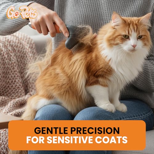 GoPets Double Row Dematting Rake Undercoat Deshedding Tool for Dogs and Cats, Dog Brush for Shedding and Grooming, Long Hair Pet Grooming Brush for Mat Removal, Detangling, and Shedding Control - style: Double Row Dematting Comb