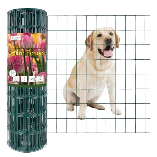 FOREHOGAR Green PVC Coated Welded Wire Fence 24 Inch x 50 Foot, 2 Inch x 3 Inch 16GA, Garden Border Fencing Roll Vinyl Coating Metal Wire Mesh for Yard Vegetable Plant Protection Poultry Netting - color: Green, size: 2''x3'' 16GA 24''x50'