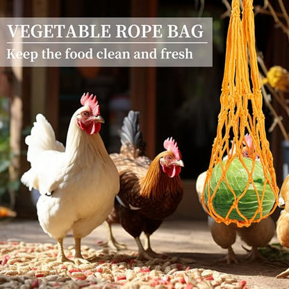 RLRICH 6 PCS Chicken Toys for Coop, Hanging Swing Mirror with Bells Chicken Vegetable Cabbage Feeder for Hens Goose Duck, Chick Beak Grinding Calcium Stone Chewing Toy Chicken Coop Accessories