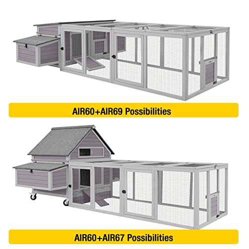 Aivituvin Chicken Coop Run Extension Rabbit Enclosure Outdoor Duck Playpen 20.73 ft² - color: Light grey, size: 79"L x 37.8"W x 20.73"H