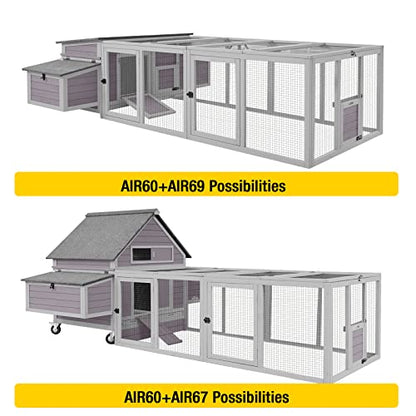 Aivituvin Chicken Coop Run Extension Rabbit Enclosure Outdoor Duck Playpen 20.73 ft² - color: Light grey, size: 79"L x 37.8"W x 20.73"H