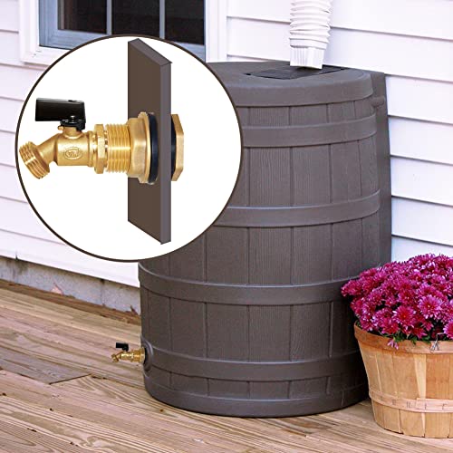Joywayus Brass Water Container/Rain Barrel Spigot 3/4" Threaded Quarter Turn Ball Valve & 3/4" Female to 1" Male Threaded Bulkhead Fitting Water Tank Connector Fit for Garden Hose - style: Style 2