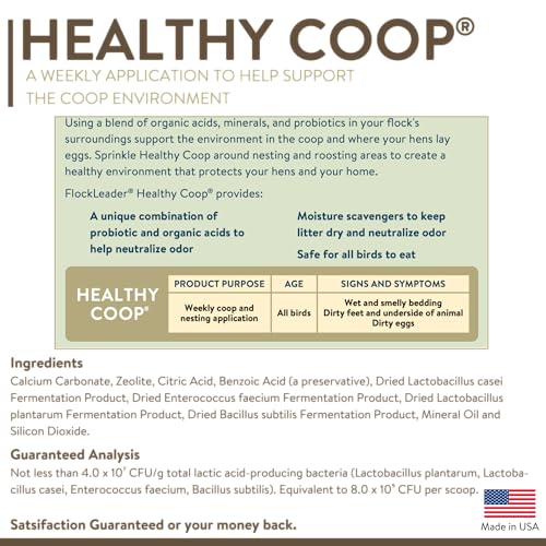 FlockLeader Healthy Coop, Litter Additive for Chicken Coop with Probiotic & Acidifier, Reduces Odor, Wetness & Bacteria, 12lbs (Pack of 2) - size: 12 Pound (Pack of 2)